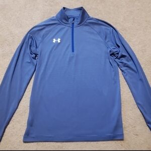 Under Armour Blue and White HeatGear 1/4 Zip Pullover Womens Size Small Loose